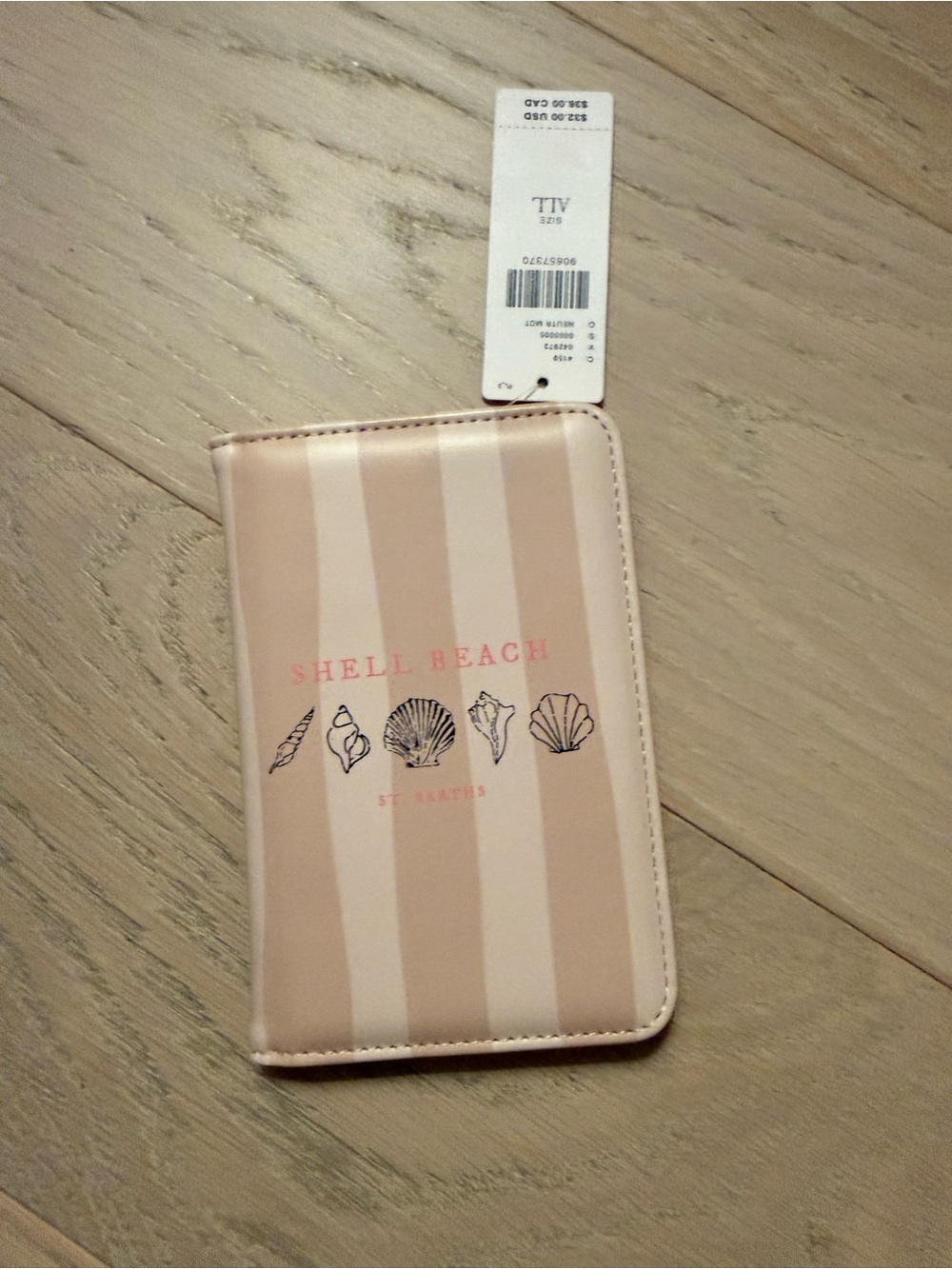 Anthropology. Shell Beach Striped Wallet - Pink & Cream